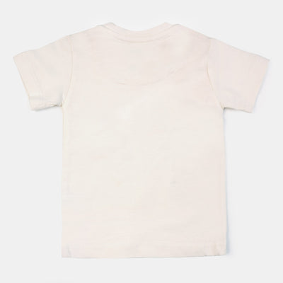 Infant Boys Cotton T-Shirt Character - Cream