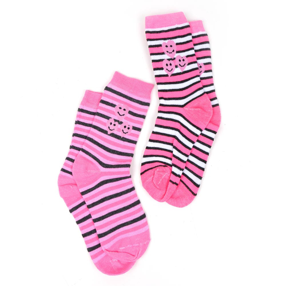 Girls Socks 2Pcs Hearts - Pink