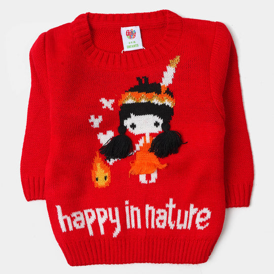 Infant Girls Sweater Flak Doll - RED