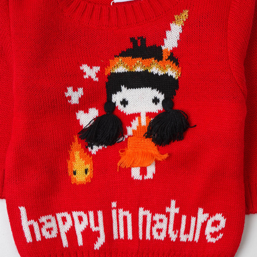 Infant Girls Sweater Flak Doll - RED