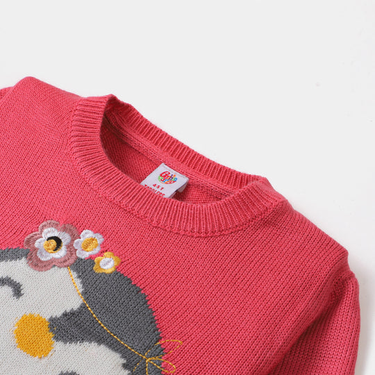 Girls Sweater Blossom Penguin - Pink