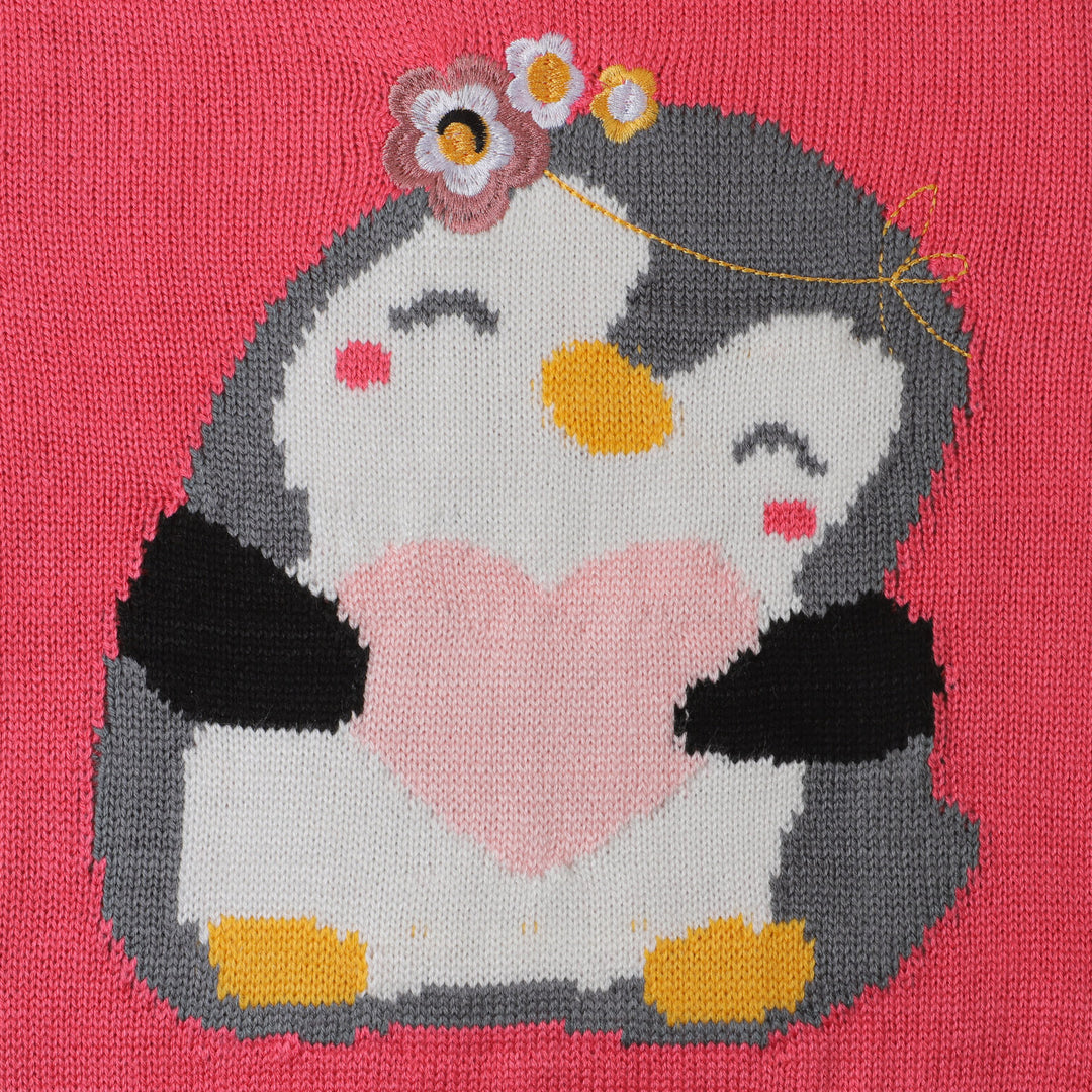 Girls Sweater Blossom Penguin - Pink