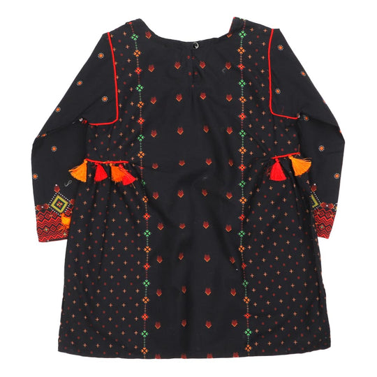 Girls Digital Print Kurti Craft - BLACK