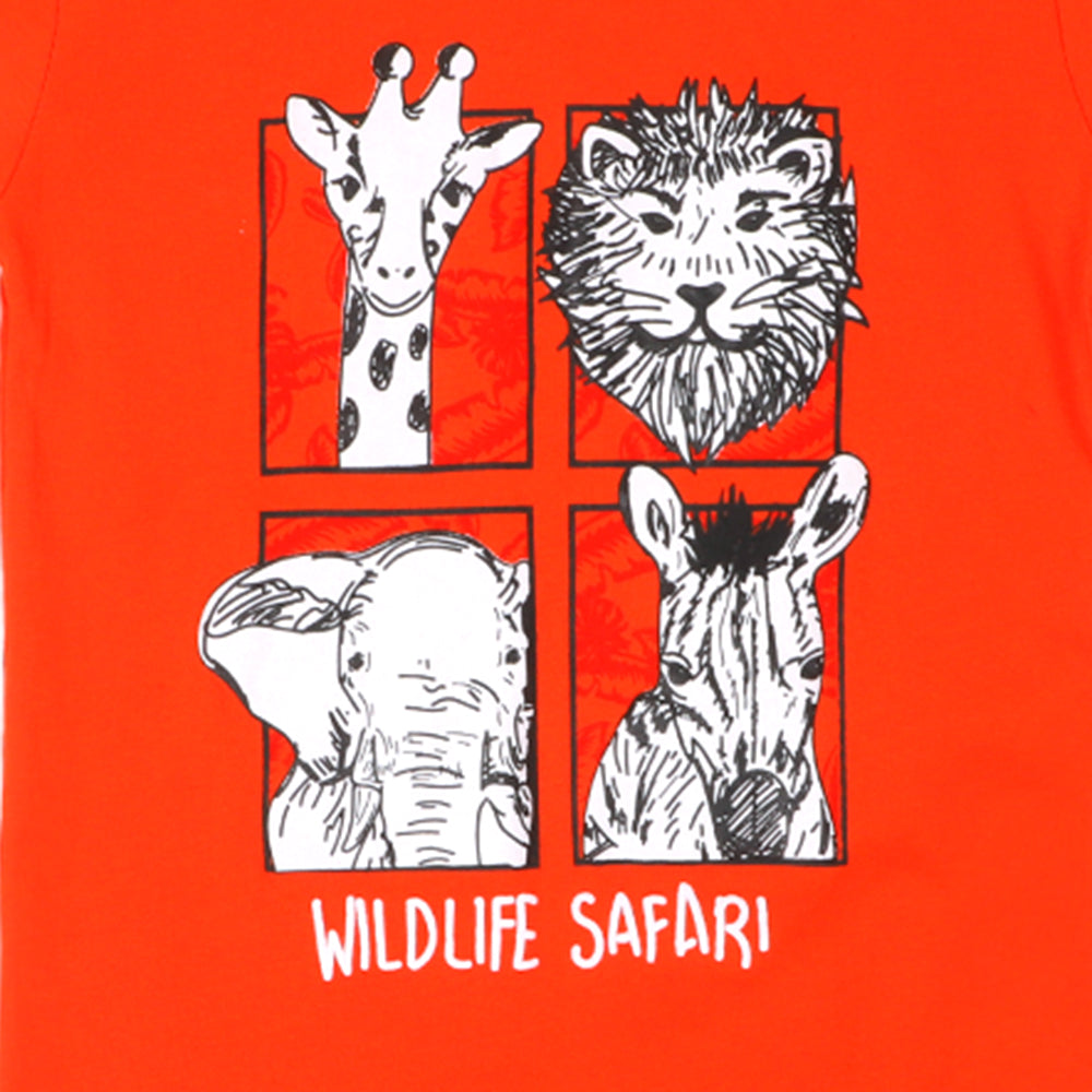 Infant Boys 2 Pcs Suit  Wildlife Safari -Red