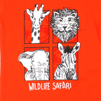 Infant Boys 2 Pcs Suit  Wildlife Safari -Red