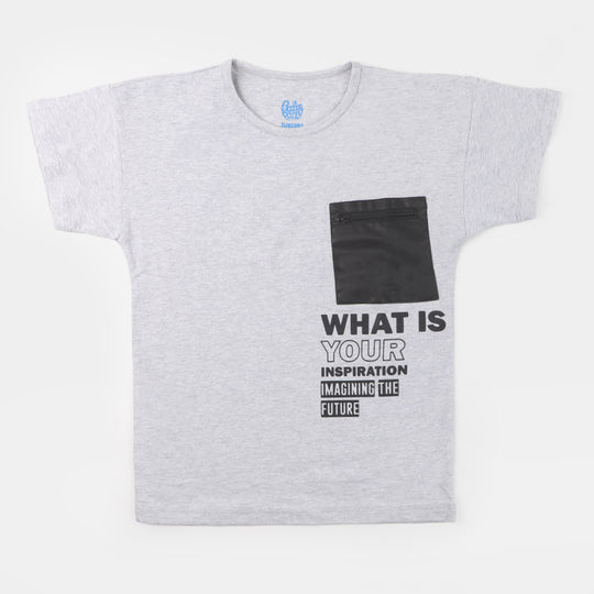 Boys Cotton T-Shirt Inspiration - Gray