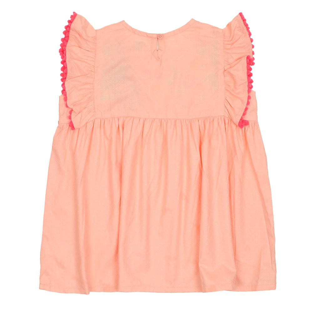 Girls Top Embroidered Flower - Peach