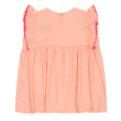 Girls Top Embroidered Flower - Peach