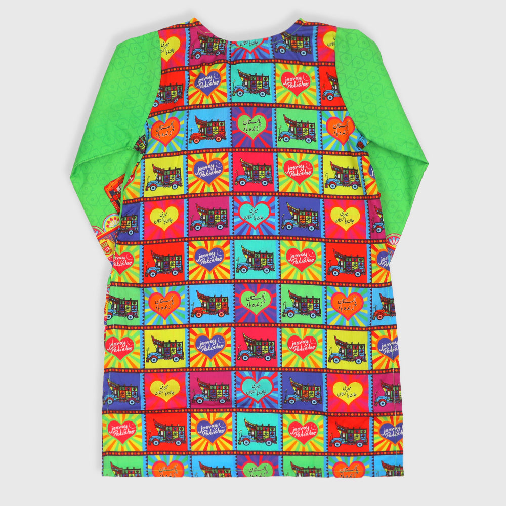Girls Printed Independence Kurti Jashn-e-Azadi - Green