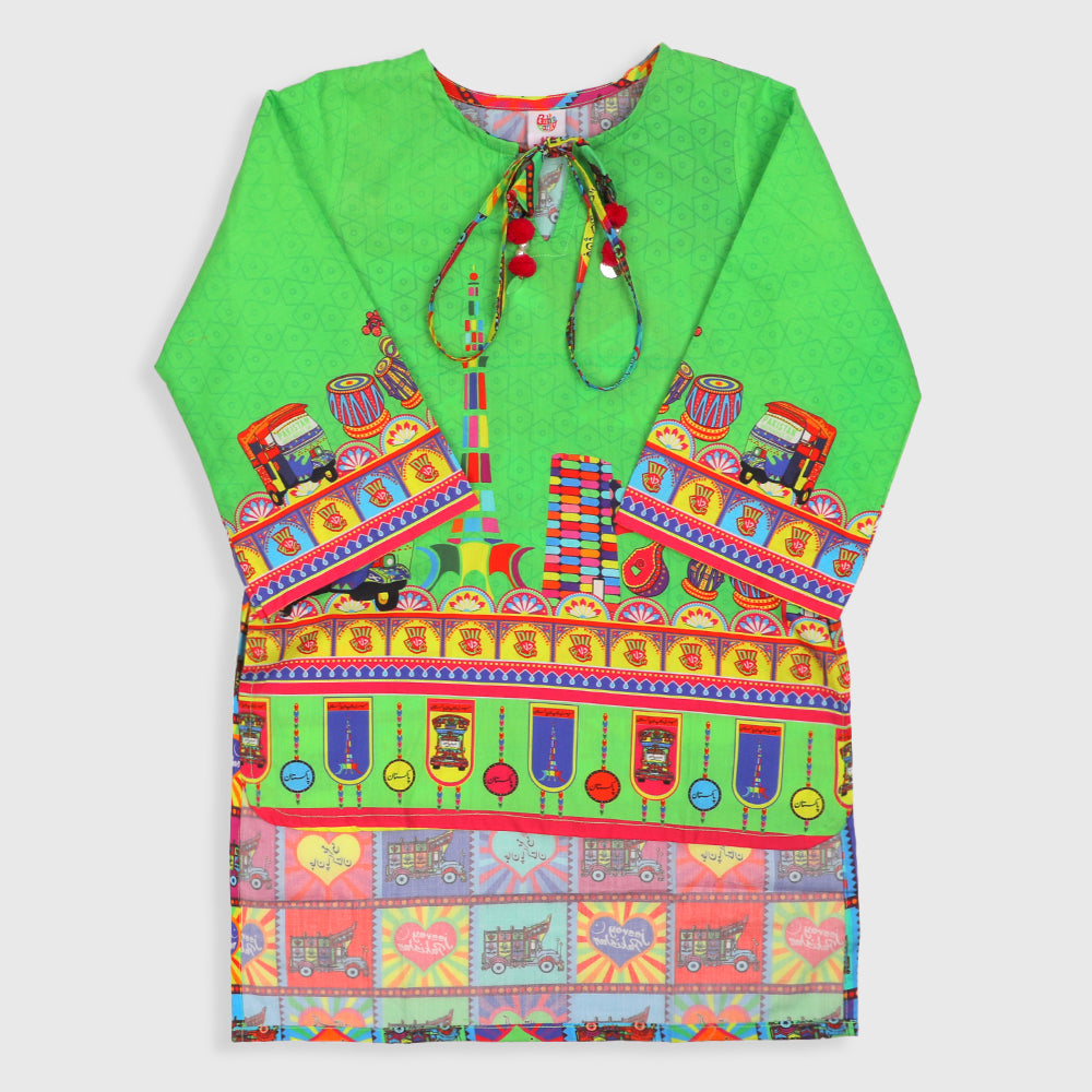Girls Printed Independence Kurti Jashn-e-Azadi - Green