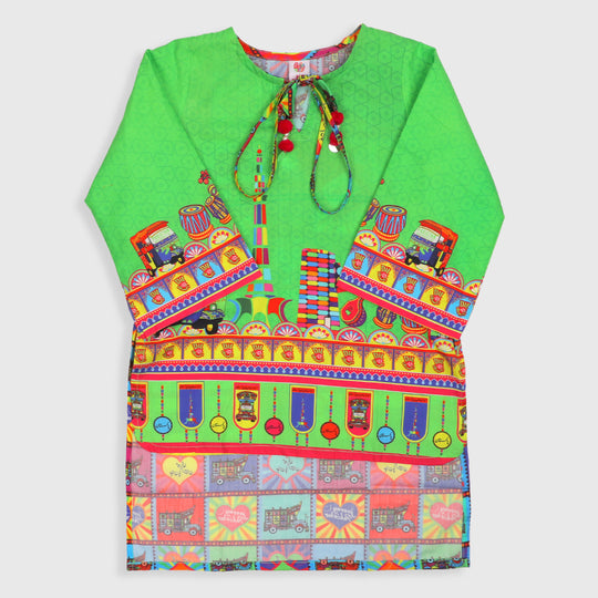 Girls Printed Independence Kurti Jashn-e-Azadi - Green