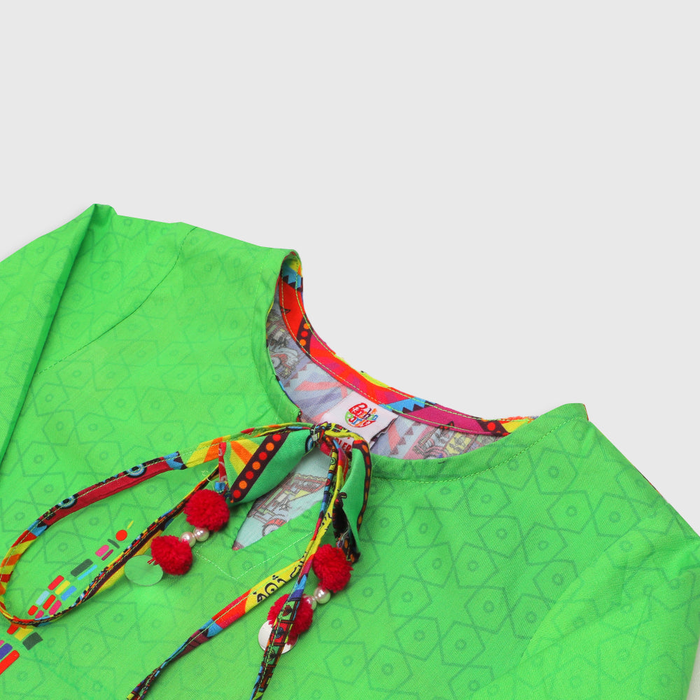 Girls Printed Independence Kurti Jashn-e-Azadi - Green