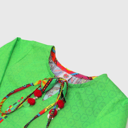 Girls Printed Independence Kurti Jashn-e-Azadi - Green