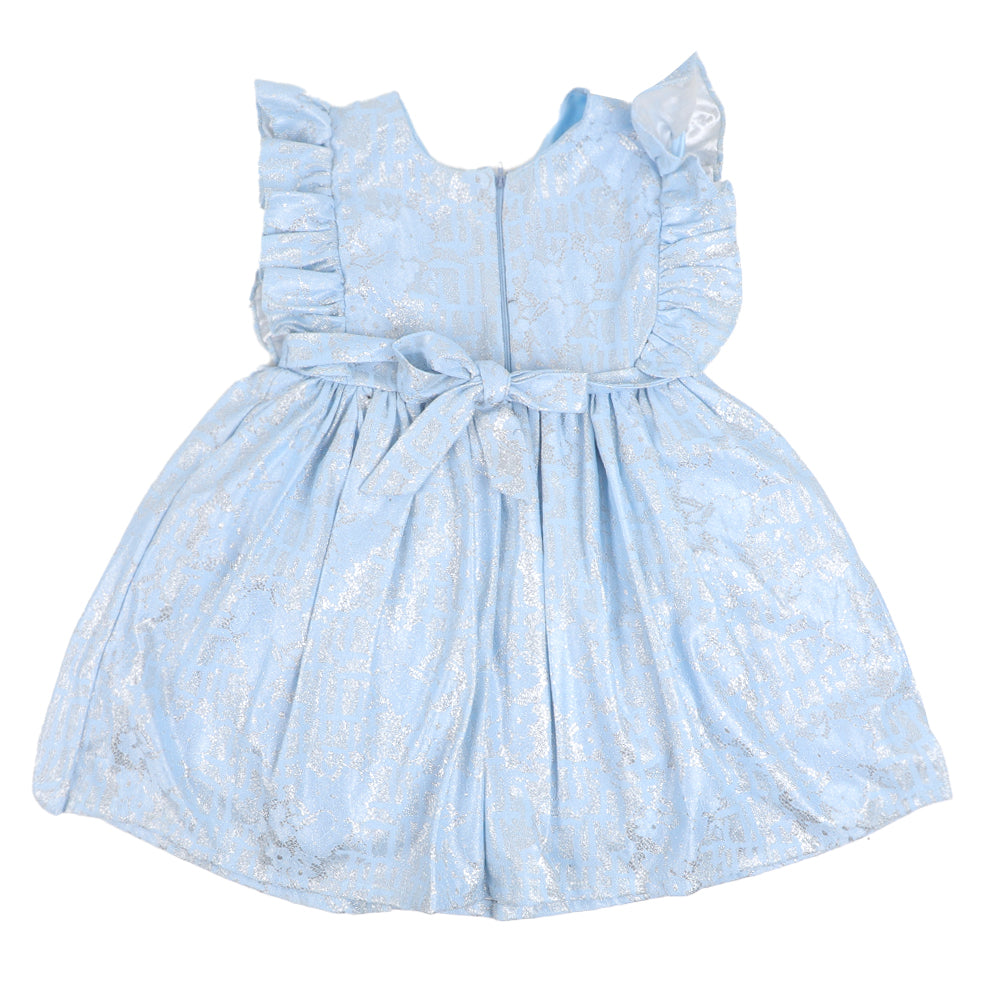 Girls Fancy Frock Monsoon Frill - SKY BLUE