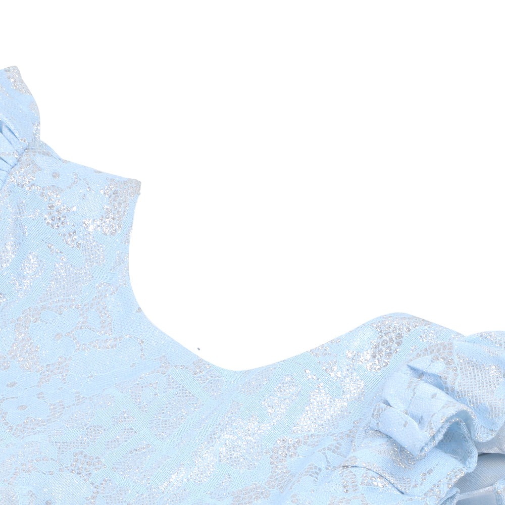 Girls Fancy Frock Monsoon Frill - SKY BLUE