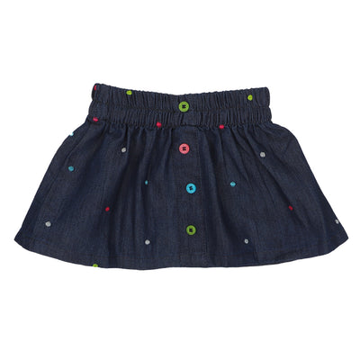 Infant Girls Denim Skirt Dots - Mid Blue