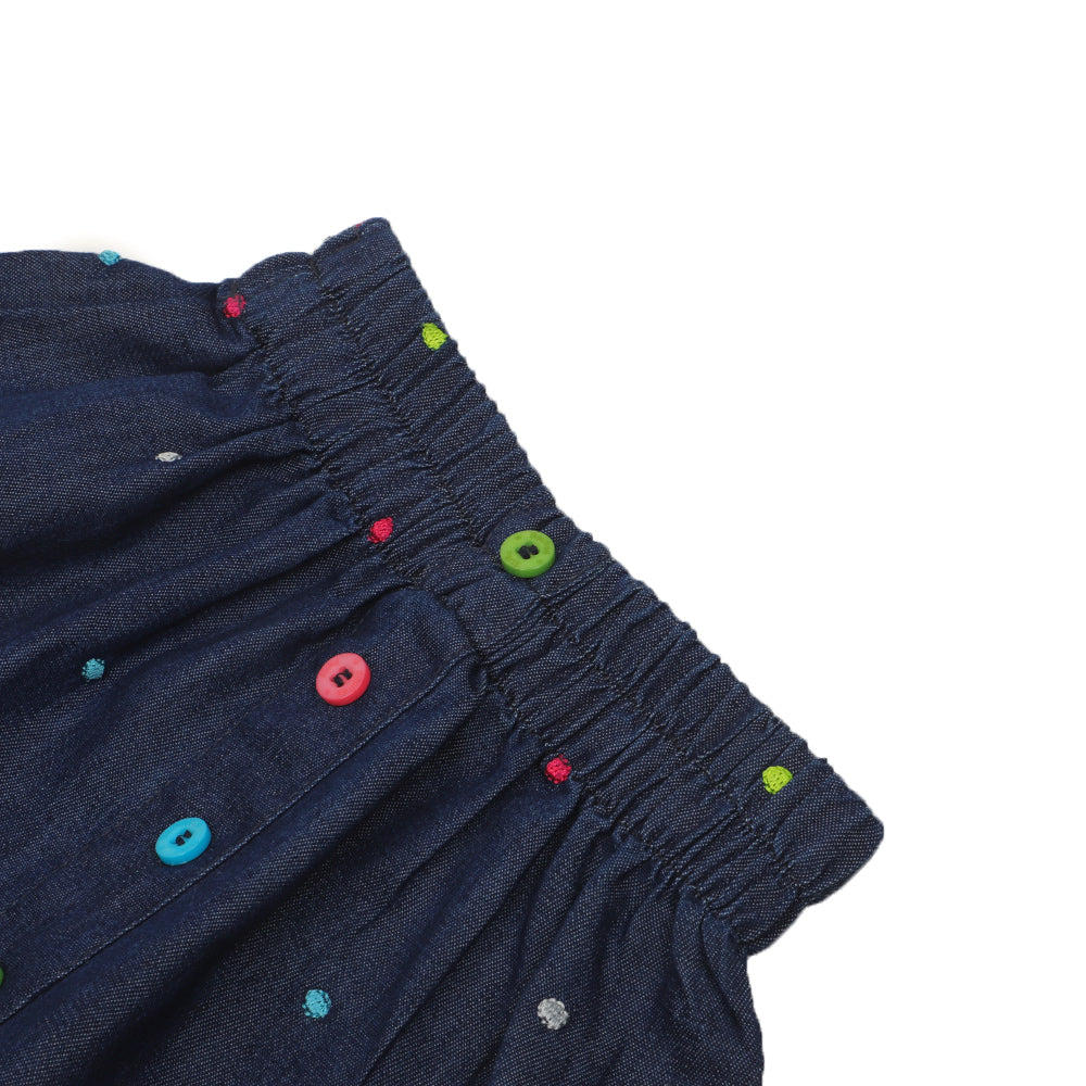 Infant Girls Denim Skirt Dots - Mid Blue