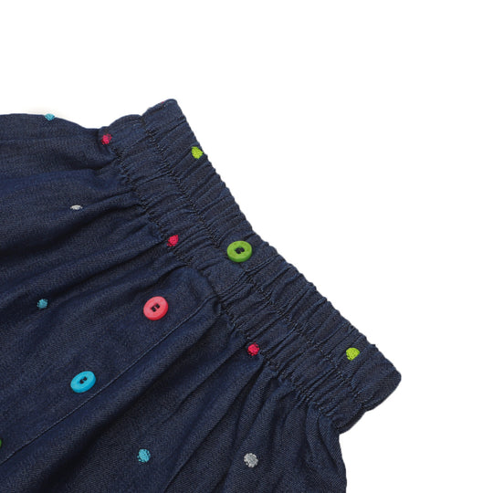 Infant Girls Denim Skirt Dots - Mid Blue