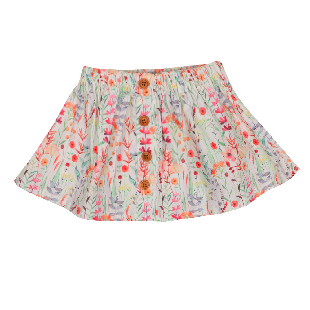 Infant Girls Skirt Cotton Aop Flower - White