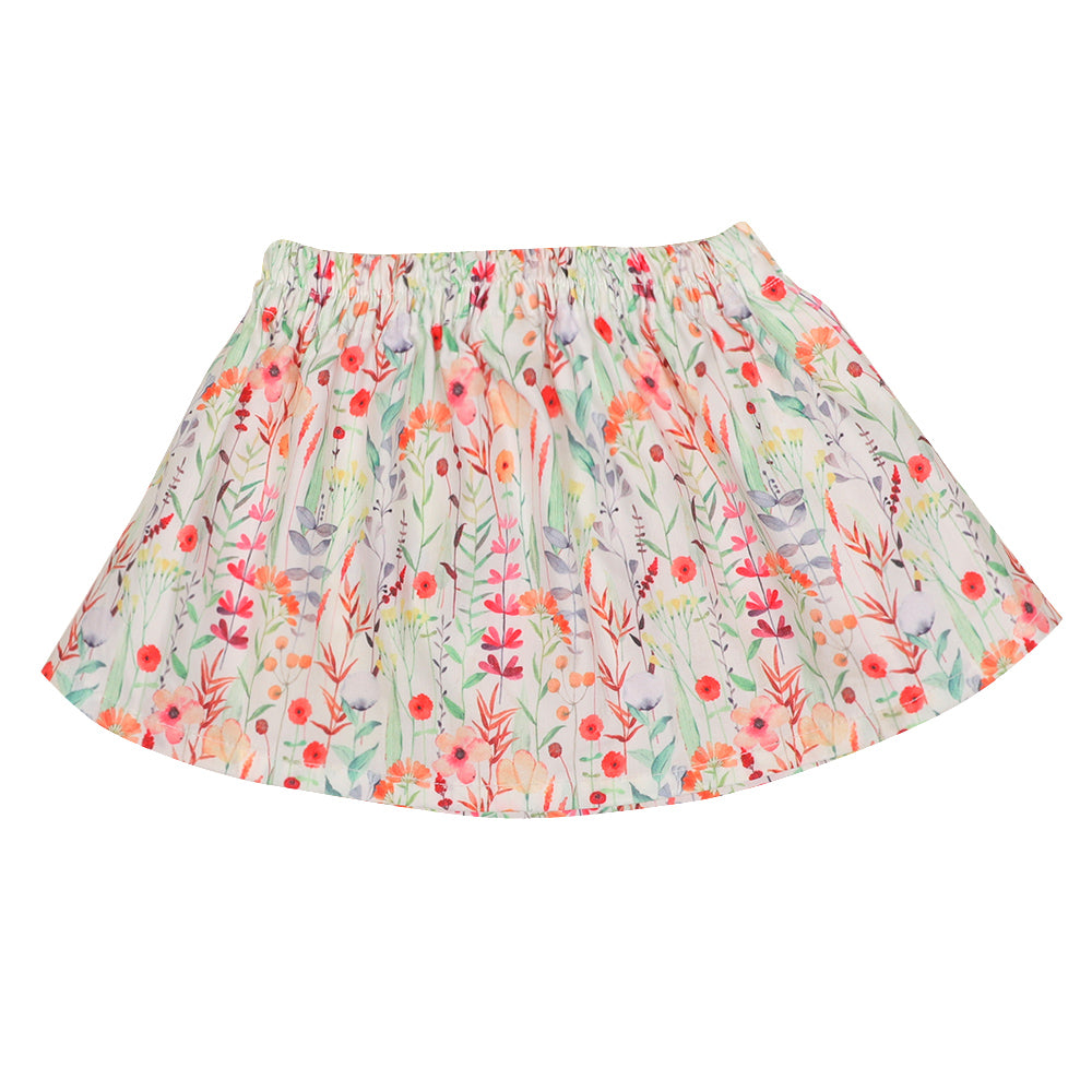 Infant Girls Skirt Cotton Aop Flower - White