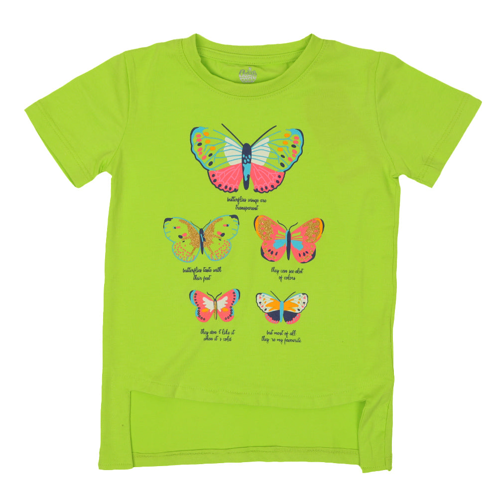 Infants Girls T-Shirt Butterflies - Acid Lime