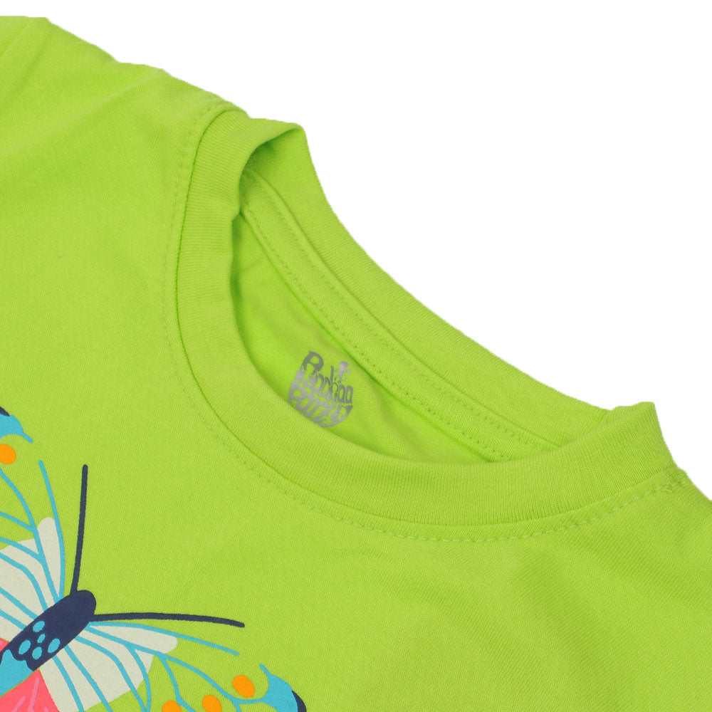 Infants Girls T-Shirt Butterflies - Acid Lime