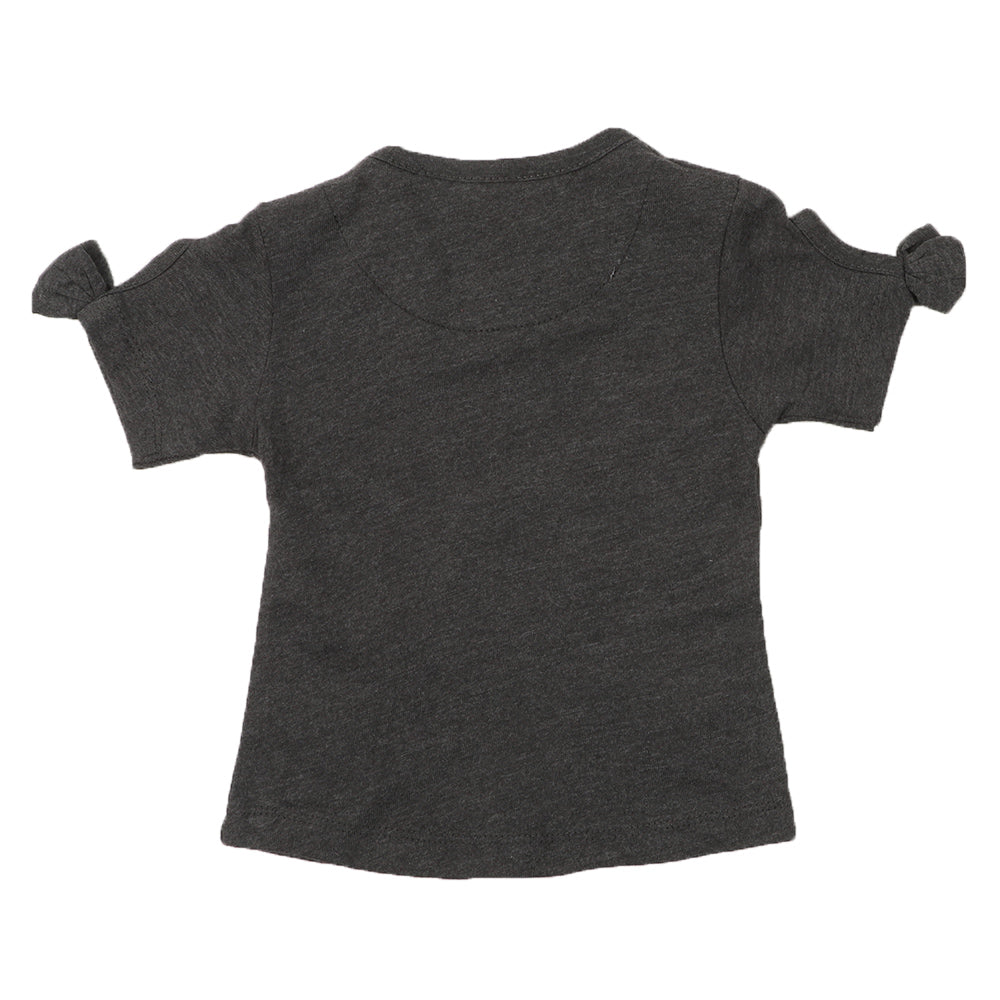 Infant Girls T-Shirt Seq Heart E-C -CHARCOAL