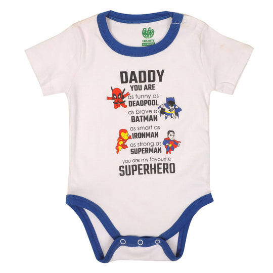 Unisex Romper Daddy Super Hero - White