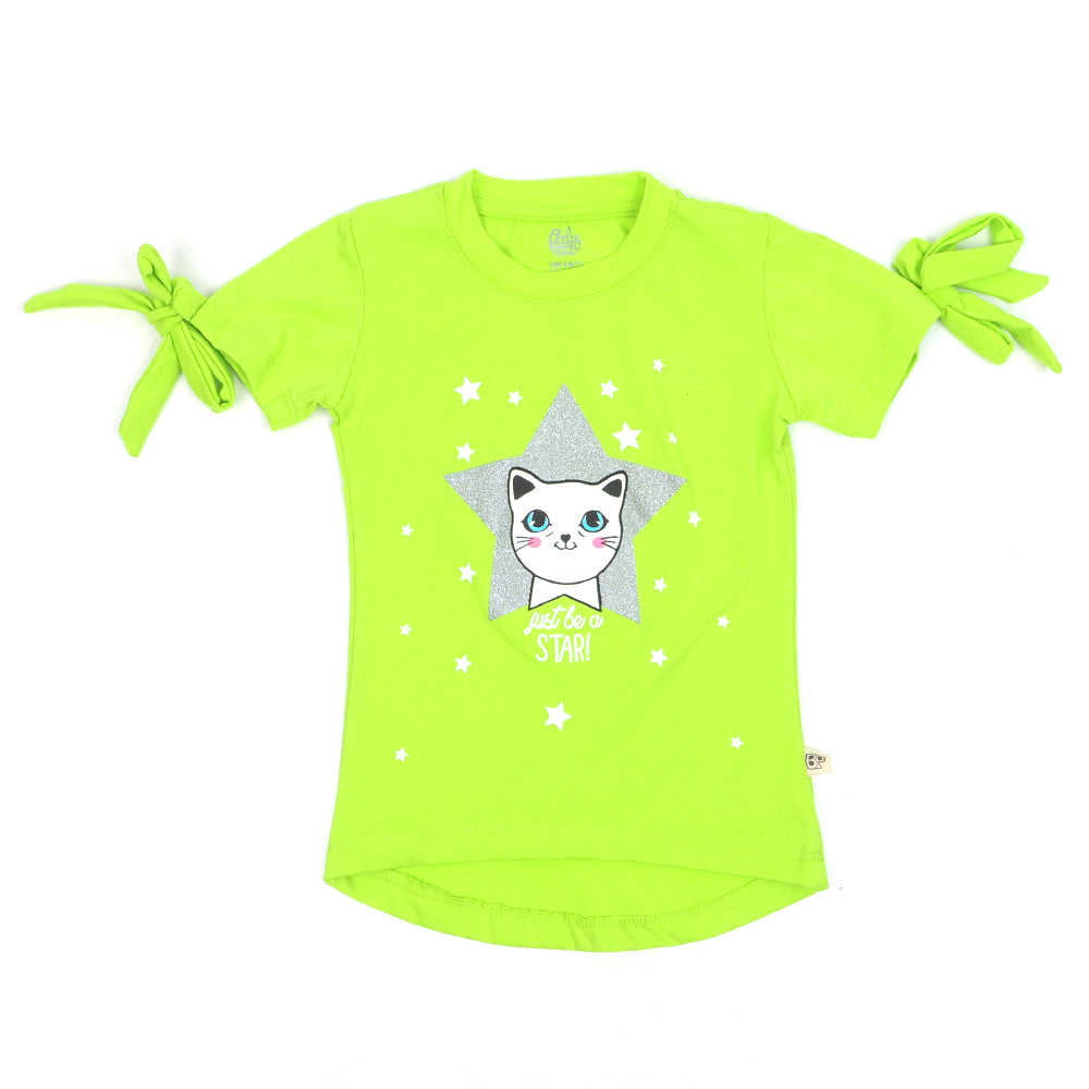 Infants Girls T-Shirt Cat Star E-C - Acid Lime