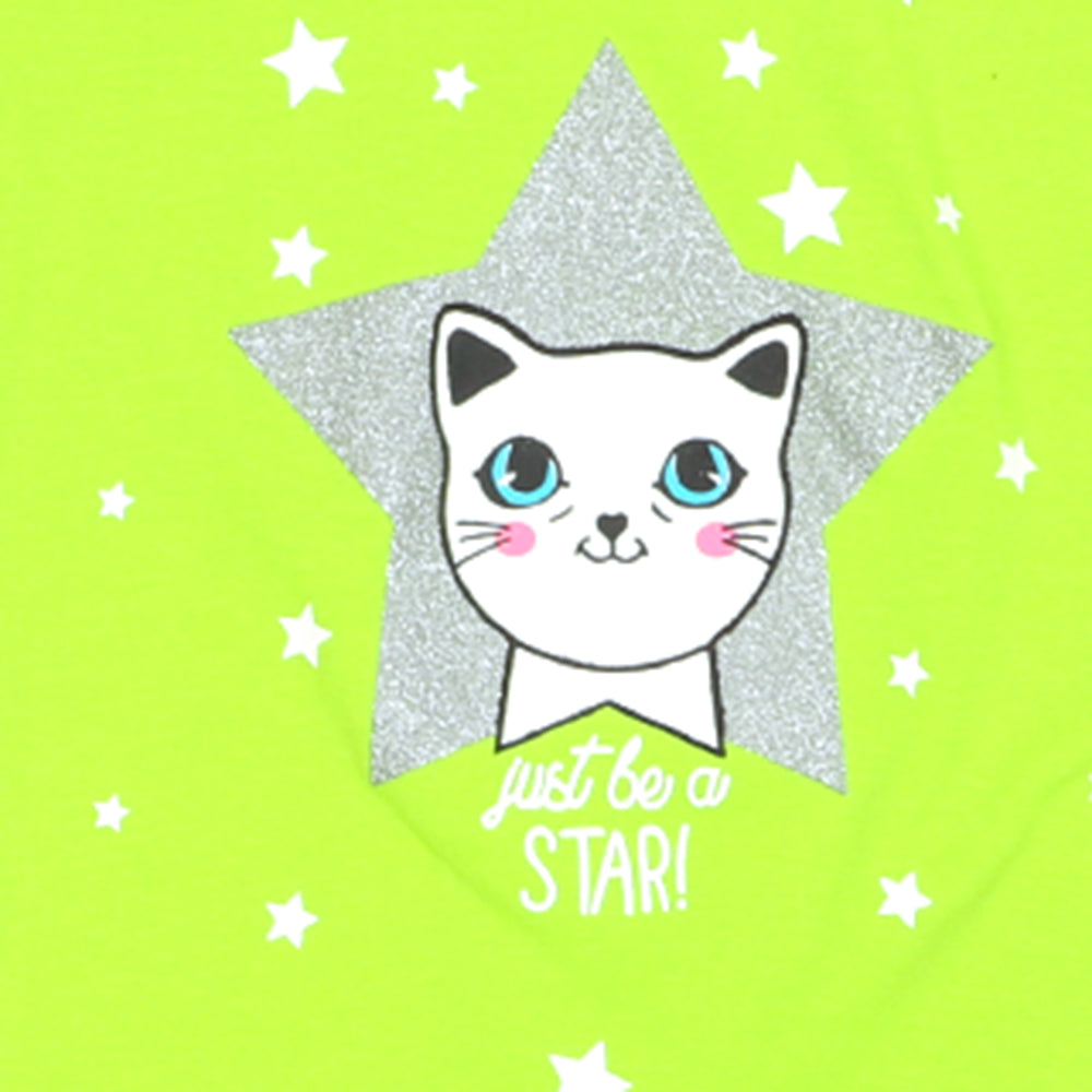 Infants Girls T-Shirt Cat Star E-C - Acid Lime