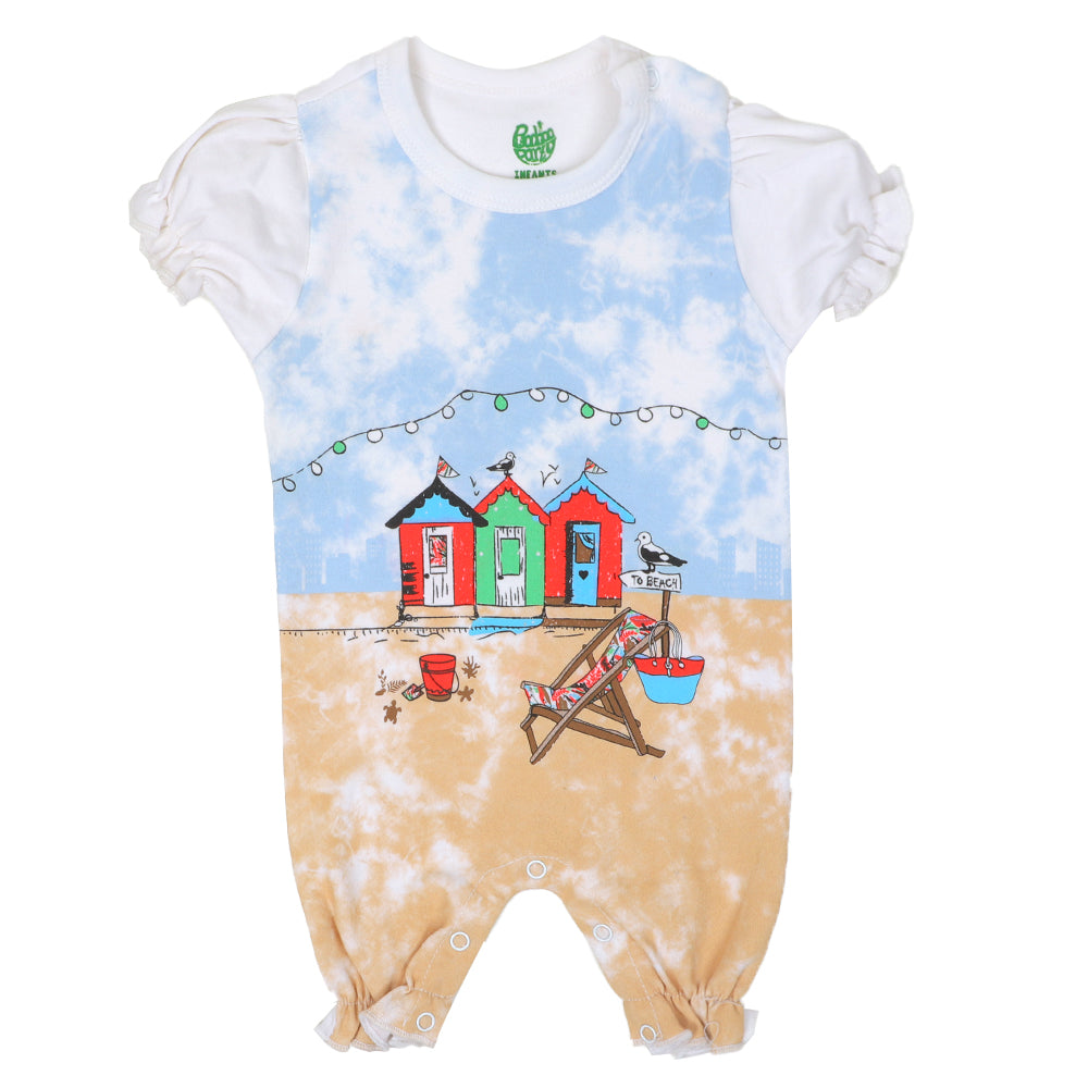 Infant Girls Fashion Romper Sea Shore - B.White