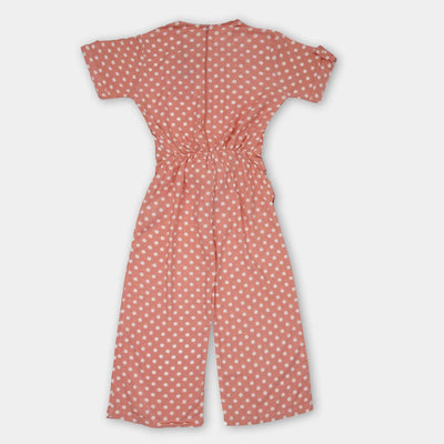 Girls Jumpsuit White Dots - Candy Pink