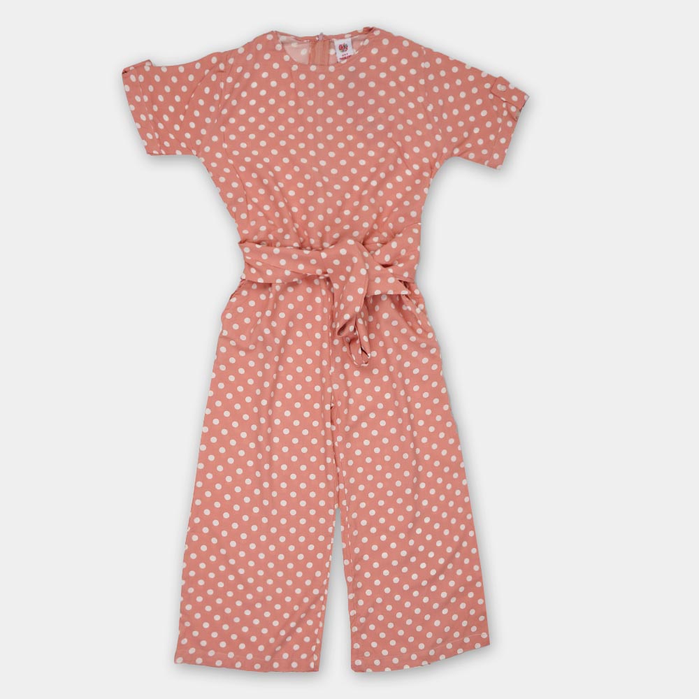 Girls Jumpsuit White Dots - Candy Pink