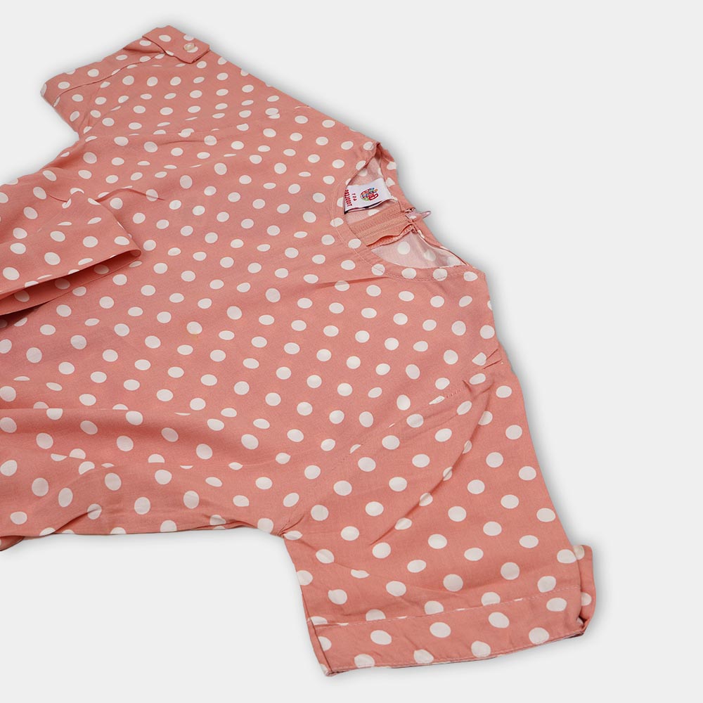 Girls Jumpsuit White Dots - Candy Pink