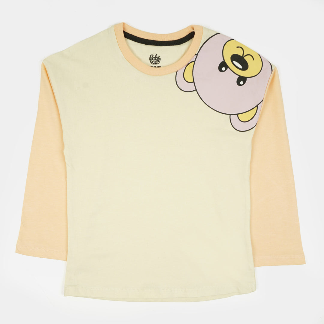 Girls Stylish T-Shirt Bear - Cream