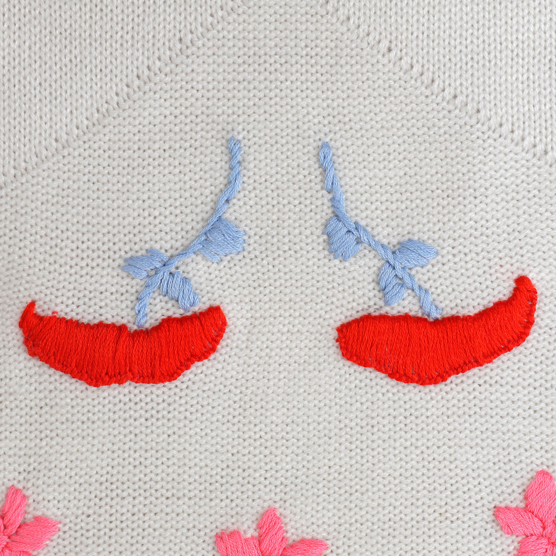 Girls Sweater Floral - White