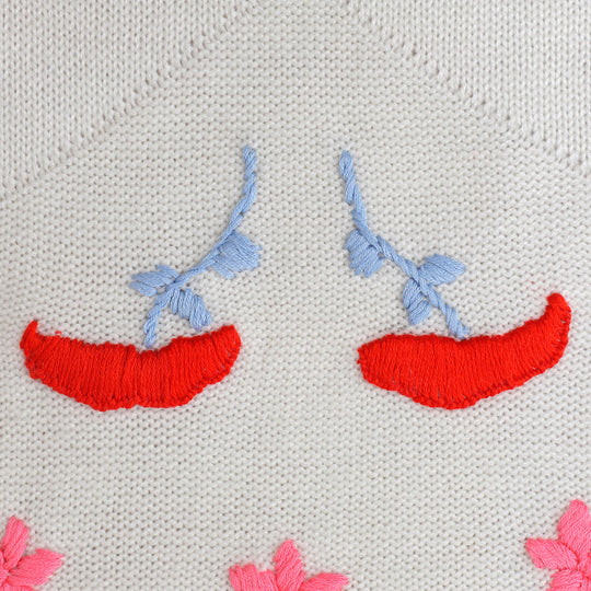Girls Sweater Floral - White