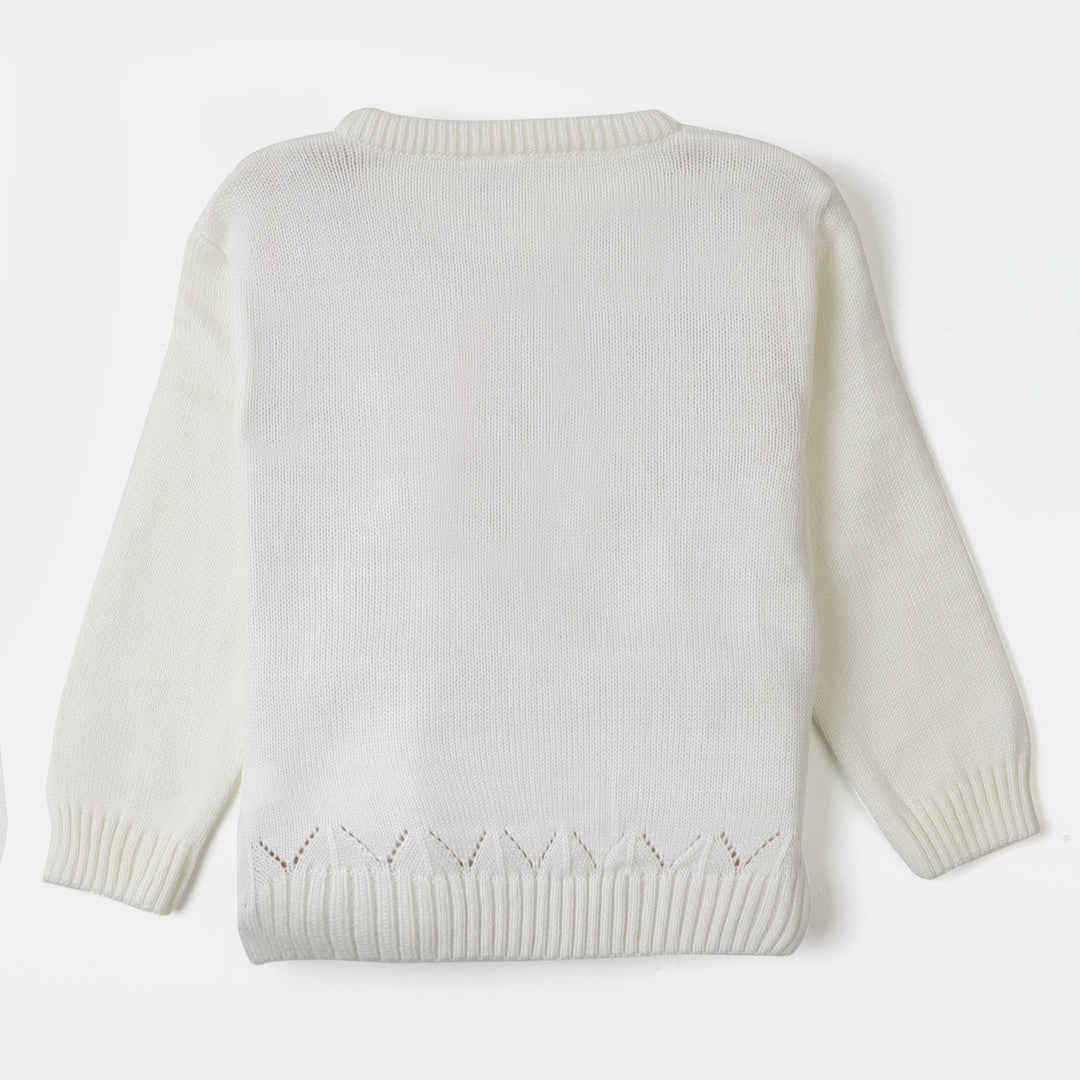 Girls Sweater Floral - White