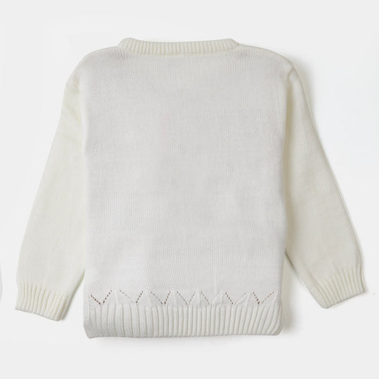 Girls Sweater Floral - White