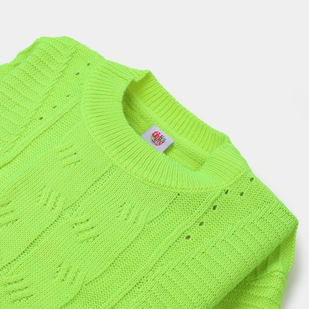 Girls Sweater Cabling - Green