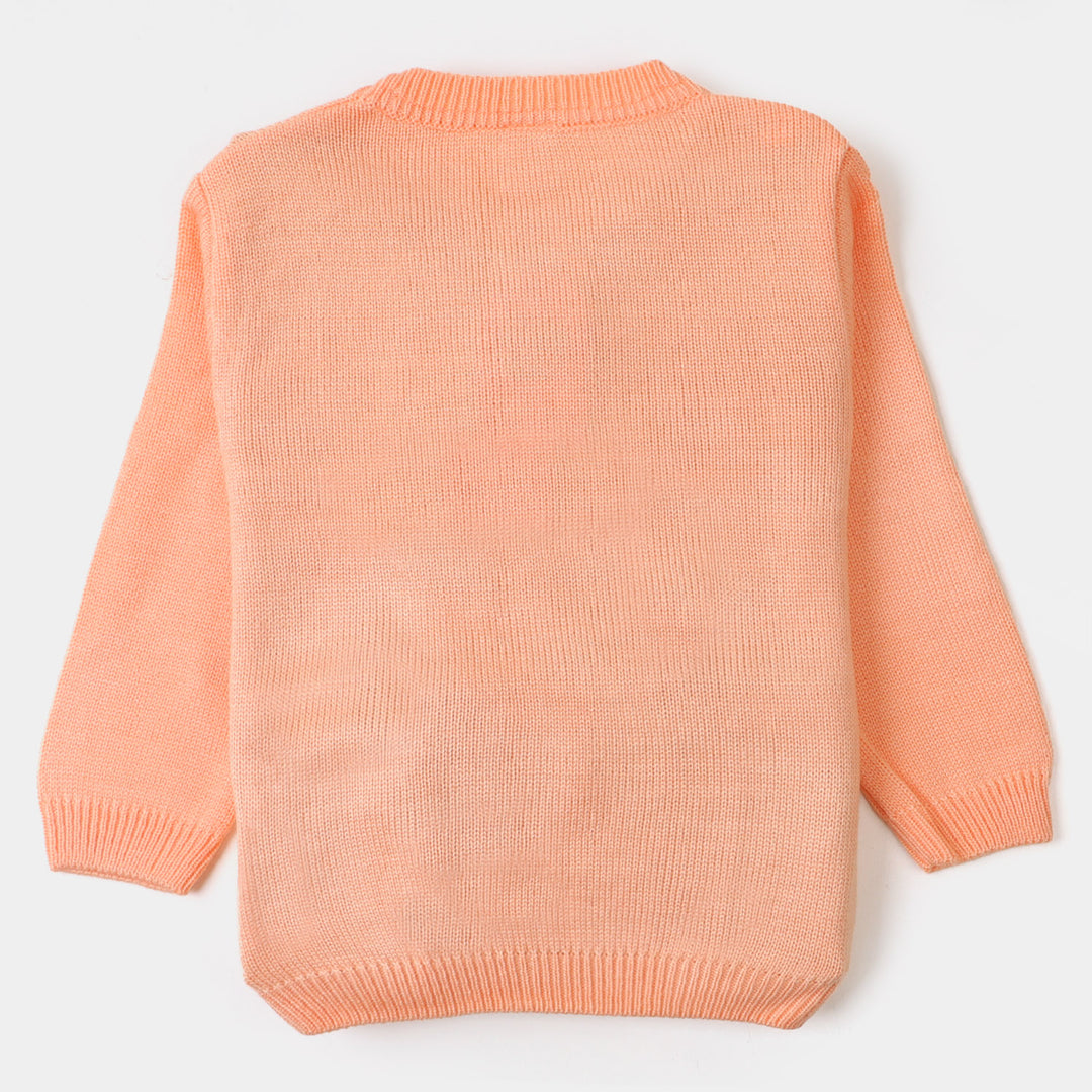 Girls Sweater Cartoon Character - Peach