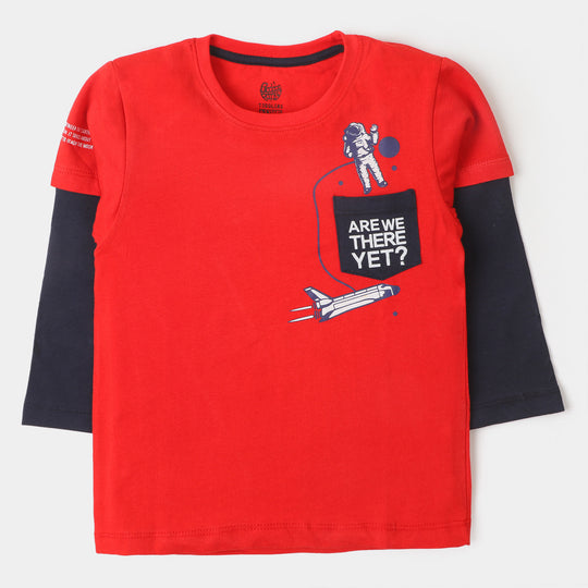 Boys T-Shirt Are We There - Red/Navy