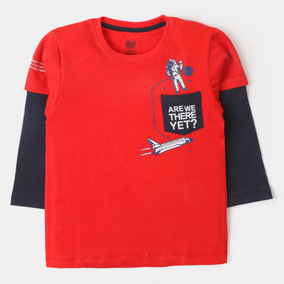 Boys T-Shirt Are We There - Red/Navy