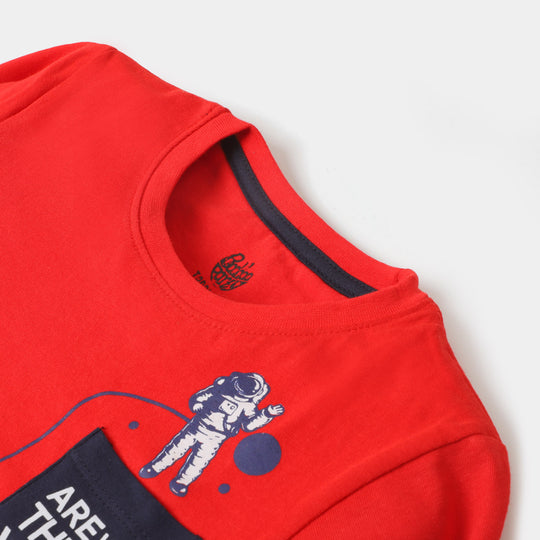 Boys T-Shirt Are We There - Red/Navy