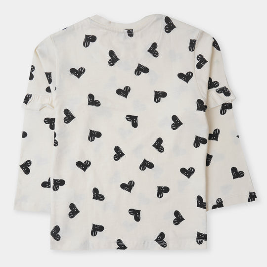 Girls T-Shirt Win Hearts - White