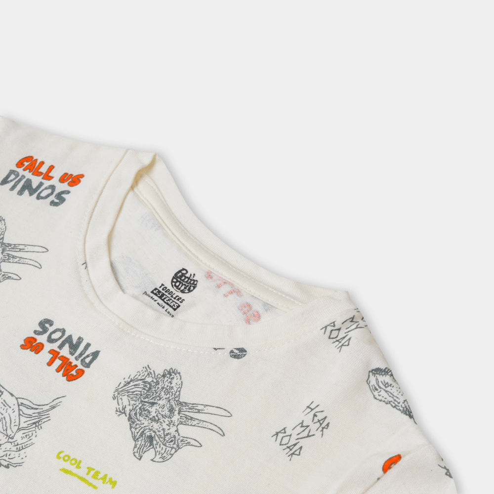 Boys T-Shirt Call Us Dinos - Off White