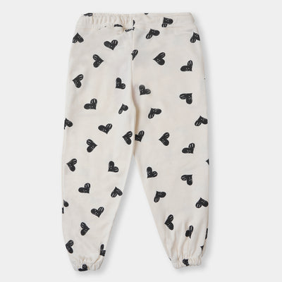 Girls Pajama Printed Hearts - Off White