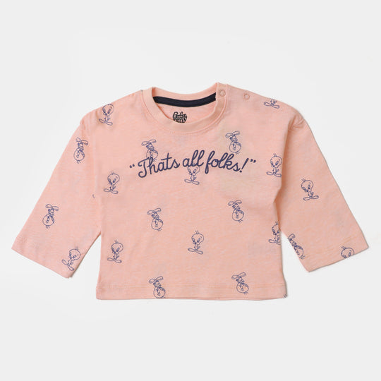 infant Girls T-Shirt Folks - Pale Peach