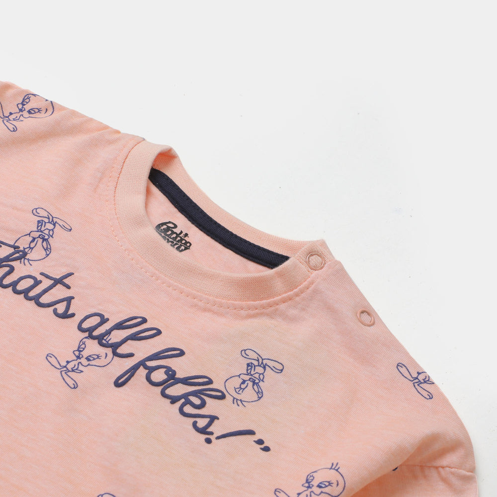 infant Girls T-Shirt Folks - Pale Peach