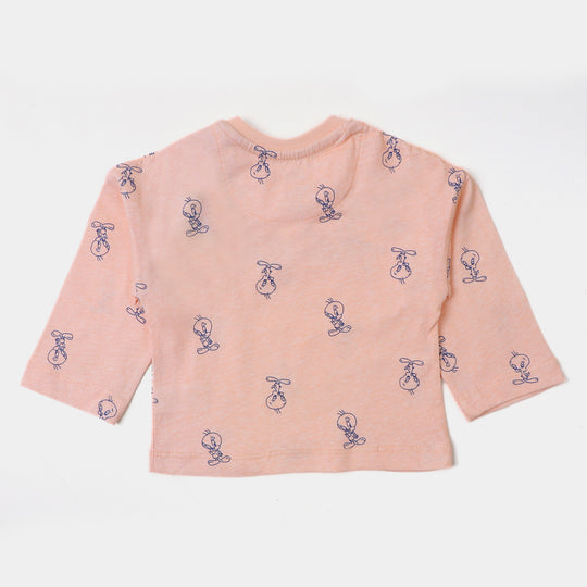 infant Girls T-Shirt Folks - Pale Peach